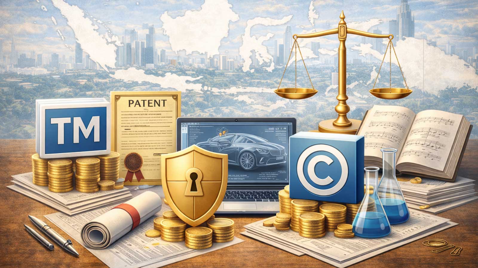 Ilustrasi peran kekayaan intelektual sebagai aset strategis dalam dunia usaha di Indonesia